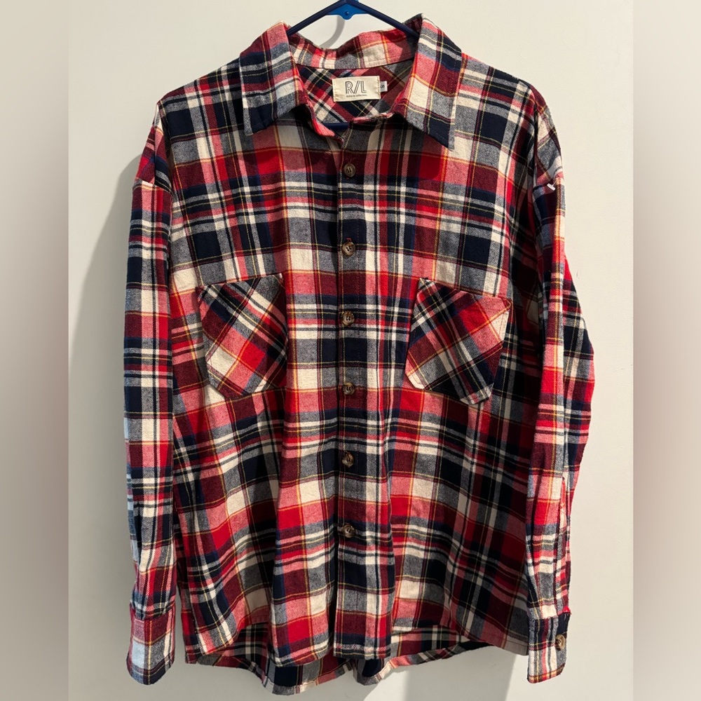 Richie Le Collection Flannel Plaid Button Up Cotton Shirt Men’s Size Small